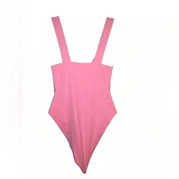 L*Space Katness One Piece Swimsuit Pink Size M NWT Plunge Cut - Picture 4 of 5